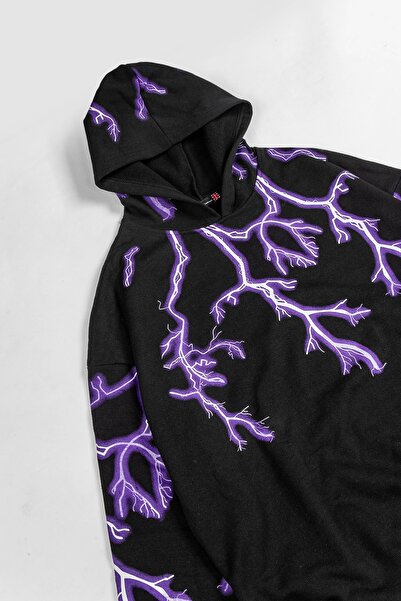 Sekizbiraltı Yıldırım V2 з принтом, унісекс, оверсайз, чорна худі