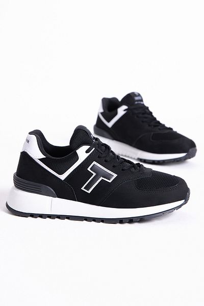 Tonny Black Schwarz-weißer, rutschfester Unisex-Schnürsneaker mit Eva-Sohle