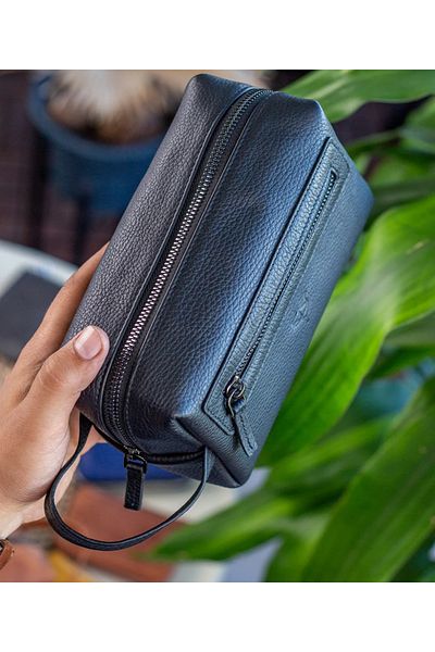 Garbalia Boston Genuine Leather Handbag Zippered Side Compartment Unisex Black Portfolio DRL-1600