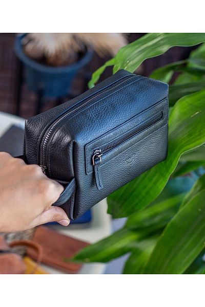 Garbalia Boston Genuine Leather Handbag Zippered Side Compartment Unisex Black Portfolio DRL-1600
