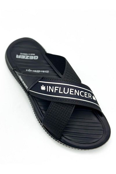 sermoda Men's Influencer Slippers - Cross Rope, Sport Buckle, Casual Black House Slippers 12412
