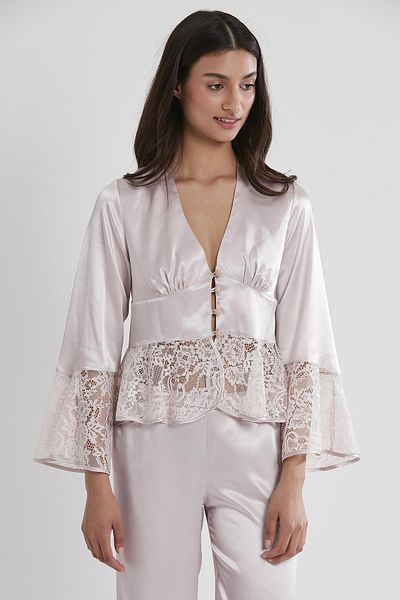 Pierre Cardin Satin Lace Pajama Set 1100