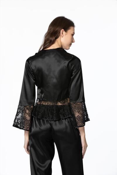 Pierre Cardin Saten Dantelli Pijama Takımı - 1100