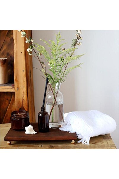 Akayev 34x23 Cm Wooden Presentation Plate - Gold Bead Detailed, Coffee Corner