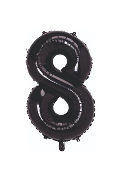 booddie 8 Years Old Number Foil Balloon Black Color Birthday Age Balloon 100 cm (1 Meter)