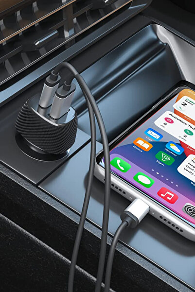MEZİGARC Yeni Çıkan Iphone Uyumlu Araç Type-c Ve Usb Girişli Çakmaklık Hızlı Şarj Aleti Cihazı Soketi