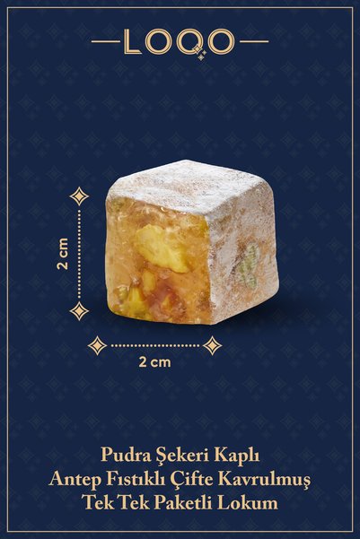 LOQO Powdered Pistachio Double Roasted Turkish Delight 500 Gr (Individually Packaged) 1033