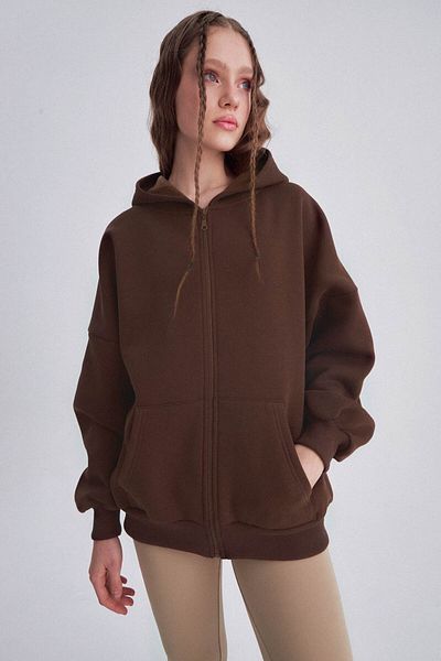 LAMODEMAPASS Καφέ φούτερ Oversize
