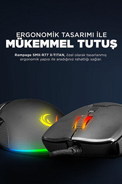 Rampage Smx-r88 X-space 7200dpi Rgb Ledli Makrolu Gaming Oyuncu Mouse