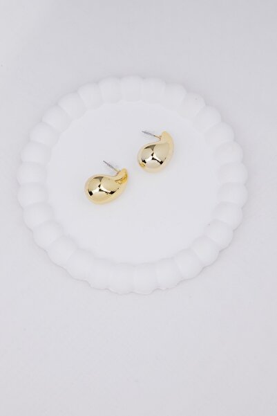 Sacha Accessories Drop Shaped Curved Gold Earrings
