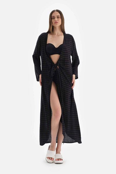 Dagi Schwarzer Langarm-Kimono aus Viskose
