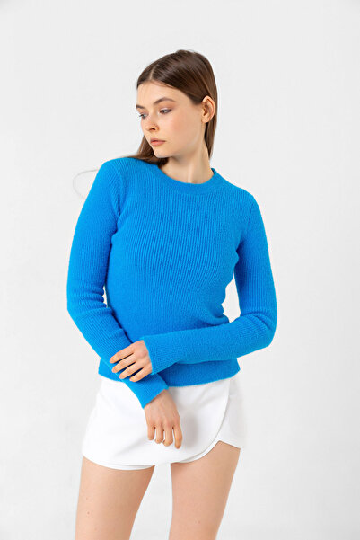 Benedetto Γυναικείο βελούδινο πλεκτό πουλόβερ με στρογγυλή λαιμόκοψη