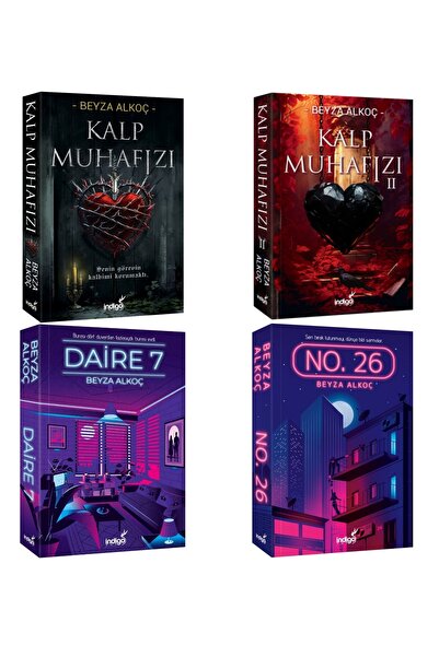 İndigo Kitap Kalp Muhafızı 1 ve 2, Daire 7 No.26 Beyza Alkoç 4 Kitap Set Kart...