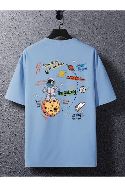 Revasser Tricou unisex pentru femei/bărbați GALAXY, colorat, imprimat personalizat, din bumbac pieptănat supradimensionat