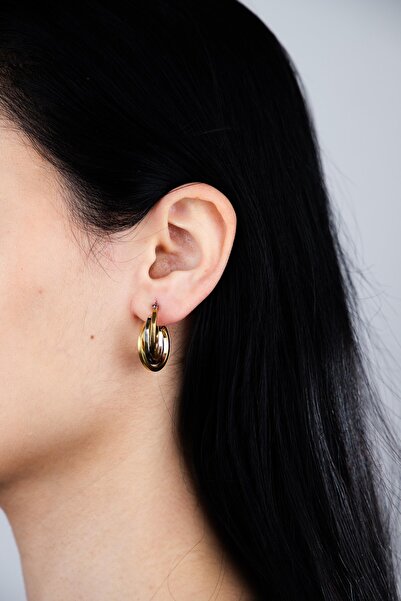 Sacha Accessories Sarmal Gold Gümüş Çelik Halka Küpe