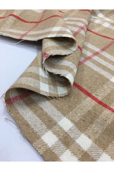 Yiğit Kumaş Outerwear Milk Coffee Plaid Fabric Winter