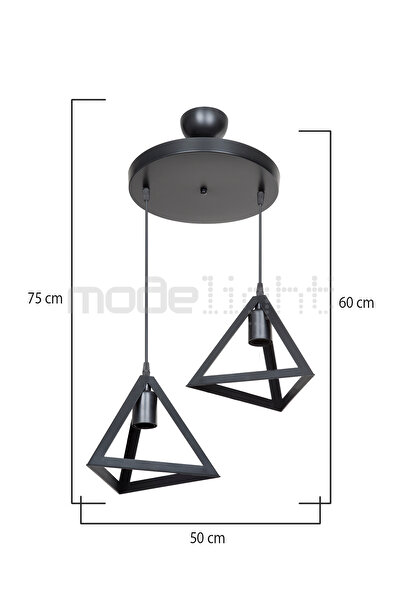 Modelight PRİZMA 2Lİ AVİZE SİYAH SALON-OTURMA ODASI-ÇOCUK ODASI-YEMEK-YATAK ODASI--ANTRE-MUTFAK