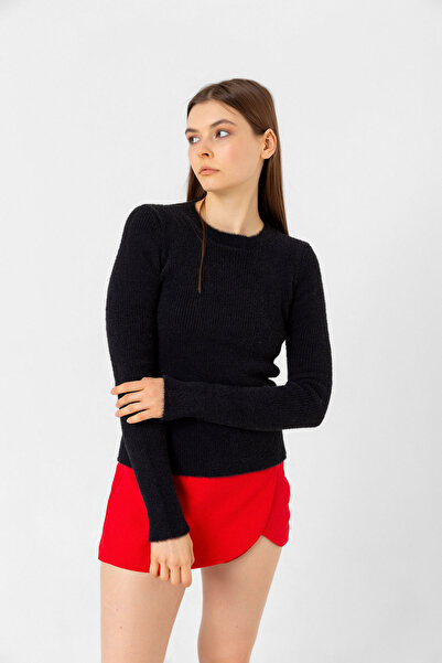 Benedetto Γυναικείο βελούδινο πλεκτό πουλόβερ με στρογγυλή λαιμόκοψη