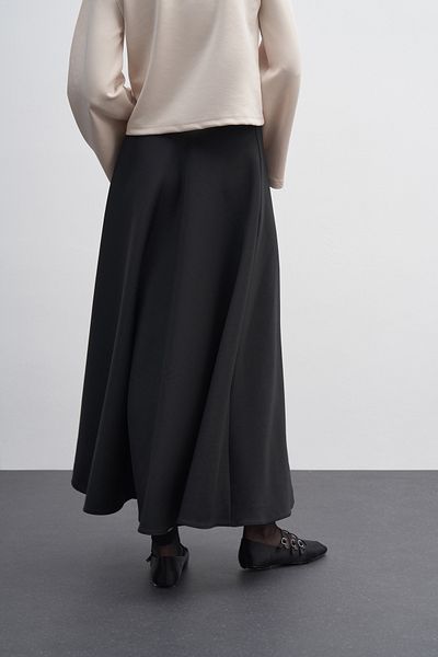 EBU Prive Women's Scuba Puff Flared Skirt Black