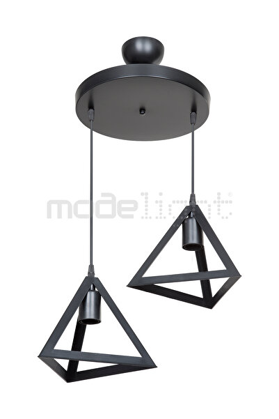 Modelight PRİZMA 2Lİ AVİZE SİYAH SALON-OTURMA ODASI-ÇOCUK ODASI-YEMEK-YATAK ODASI--ANTRE-MUTFAK