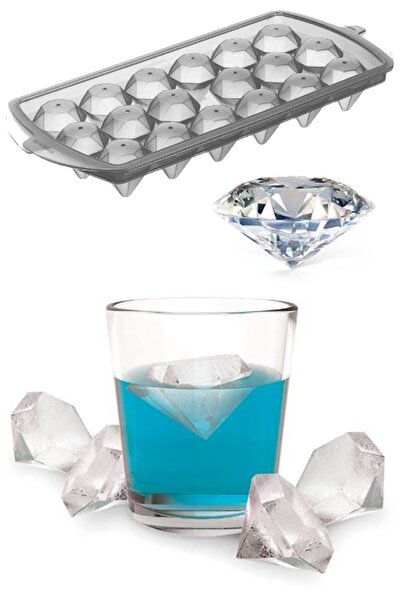İndirimKap 18 Bölmeli Elmas Şekil Buz Kalıbı Kapaklı Pratik Buzluk