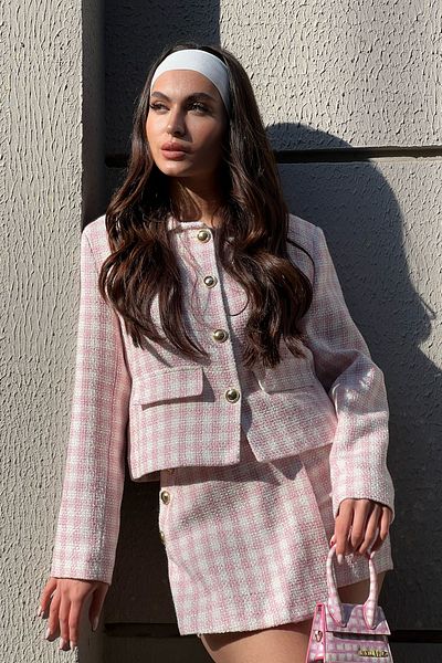 Seda Yalçın Atelier Pink Button Detailed Tweed Jacket