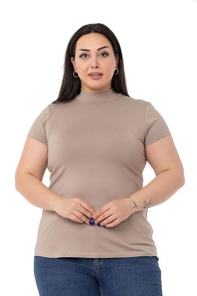 DISENTIS MODEST Large Size Half Fisherman Short Sleeve Viscose Mink Body