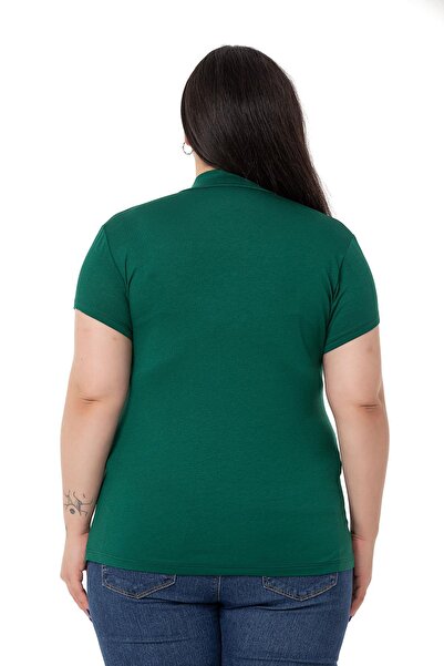 DISENTIS MODEST Large Size Half Fisherman Short Sleeve Viscose Emerald Body