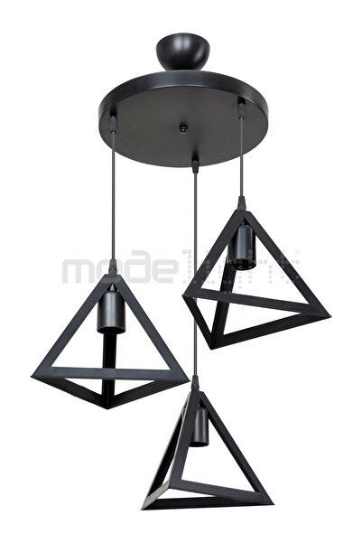 Modelight Plato 3lü Avi?ze Si?yah Laleli? Salon-oturma Odasi-çocuk Odasi-yemek-yatak Odasi--antre-mutfak