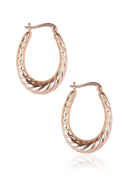 BY BARUN SİLVER Oval Burma Küpe - Rose