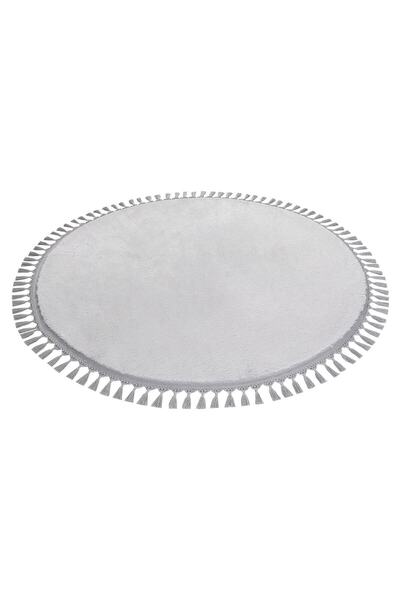 Valery Home Vl Yuvarlak Comfort Ponpon Saçaklı Peluş Halı Gri