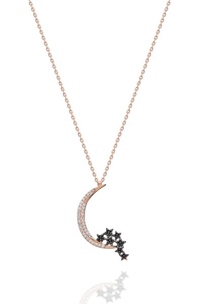 BY BARUN SİLVER Hilal Yıldız Kolye - Rose