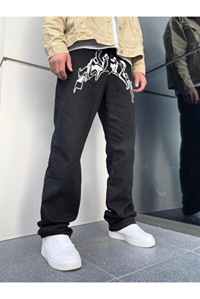 BPM Blugi largi cu cuvinte de designer premium