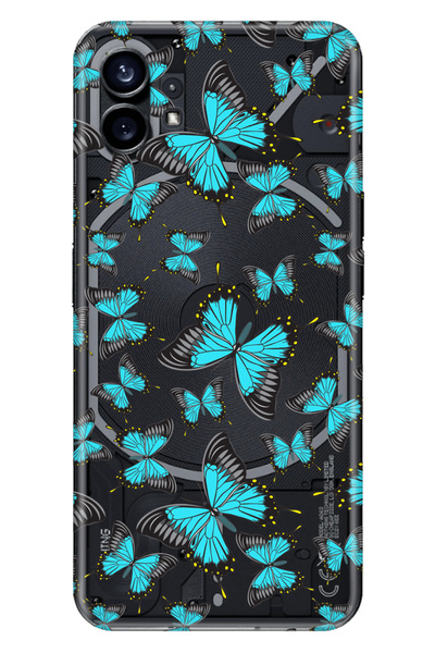 NOTHING Phone 1 Uyumlu Kılıf Silikon Desenli Resimli Mavi Kelebek