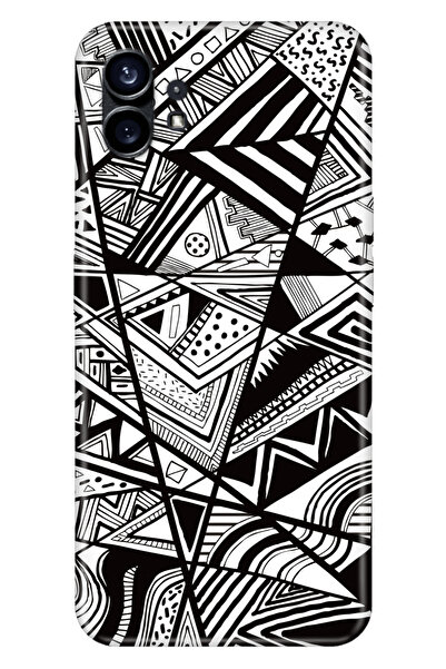 NOTHING Phone 1 Uyumlu Kılıf Kapak Silikon Resimli Siyah/Beyaz