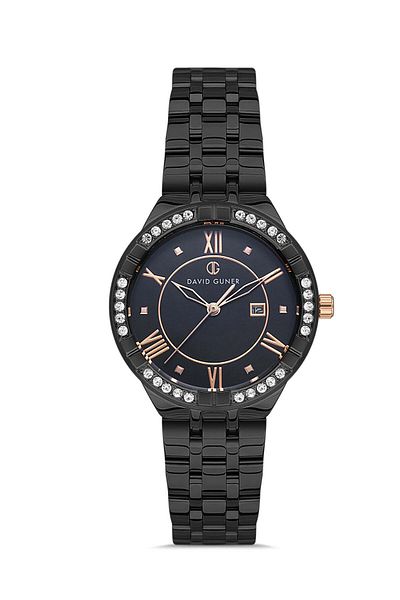 DAVID GUNER Women's Wristwatch with Black Coated Calendar