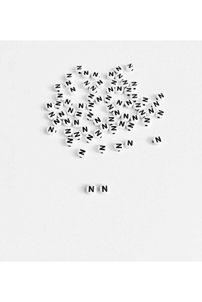 REN AKSESUAR Mărgele cu litere N albă 10 gr (74-75 bucăți)