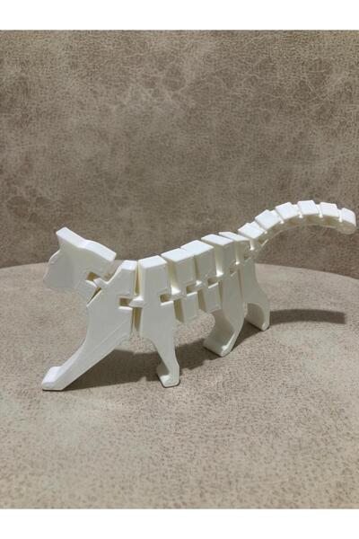 DreamForgeDesigns Dream Forge Hareketli Kedi figürü biblo oyuncak beyaz renkli