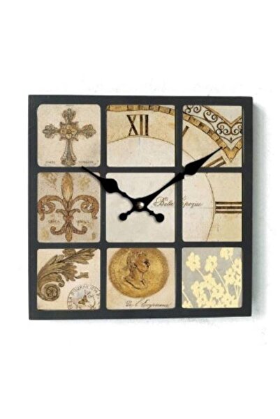 MBA ساعات حائط خشبية MB ساعة حائط مربعة ذات طابع عتيق 30x30x3,5 سم |   ساعة حائط خشبية مزخرفة