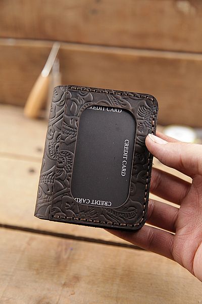 New Coast Leather 1900's Ръчно изработен мъжки портфейл от естествена кожа с шарки