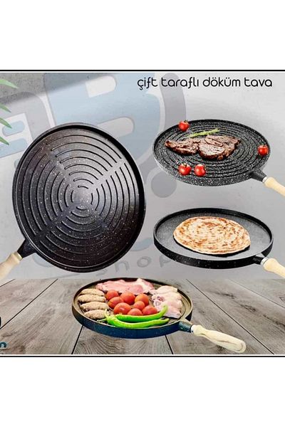 BİMOTE 36.CM DOUBLE SIDED CAST GRILL AND LOOK PAN