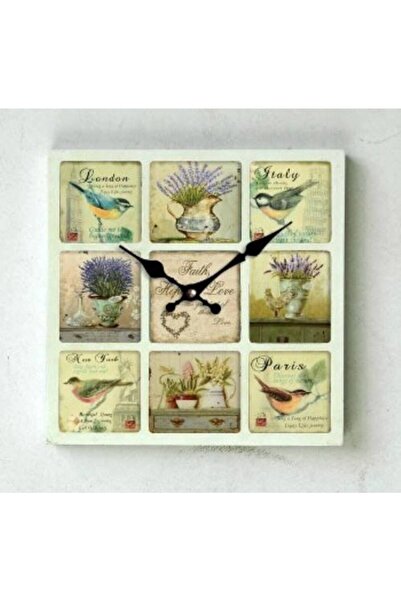 MBA ساعات حائط خشبية MB مربعة الشكل ذات طابع متنوع مقاس 30x30x3.5 سم |   ساعة حائط خشبية مزخرفة