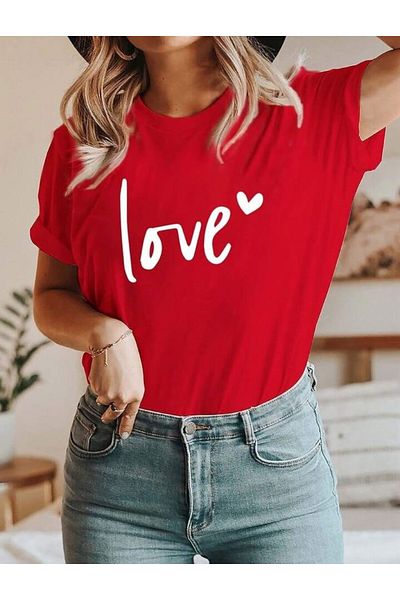 MAGORS STYLE-X LOVE PRINTED OVERSIZE SIZE RED COLOR TSHIRT