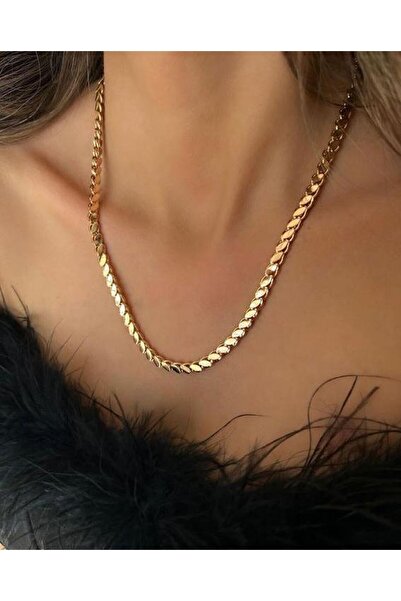 xesha Çelik Arpa Zincir Kolye Altın Kaplamalı Takı 2 Yıl Garantili