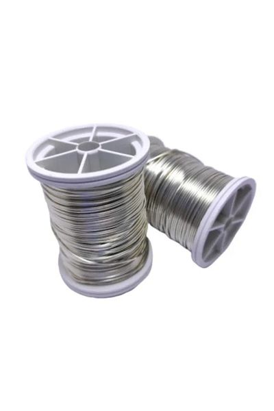 Hobimos 2 τεμάχια 0,80 mm Ασημί Χρώμα Χάλκινο Σύρμα λουλουδιών - Σύρμα κορώνας Φιλογραφίας