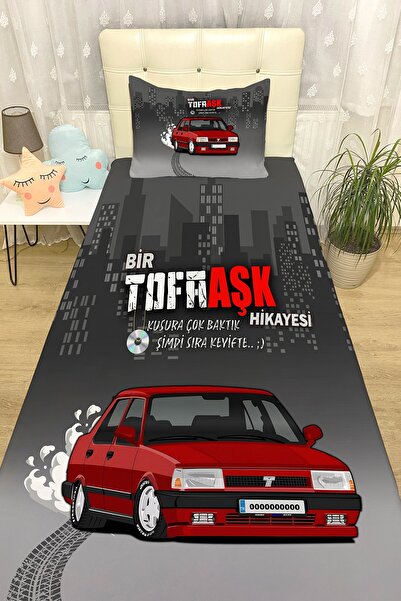 EVPANYA Tofaşk 2 Desenli Yatak Örtüsü ve Yastık Kılıfı