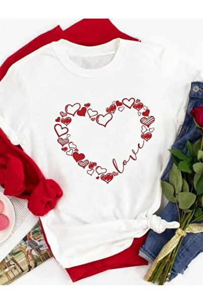 MAGORS STYLE-X HEART PRINTED OVERSIZE SIZE RED, WHITE AND BLACK COLOR TSHIRT