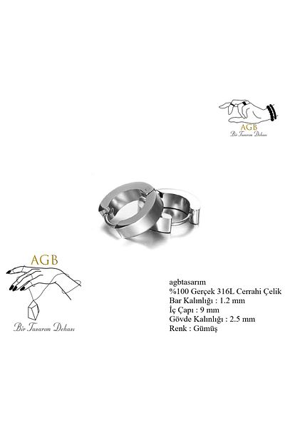 agbtasarım 100% Stainless Surgical Steel Unisex Hoop Piercing Earrings
