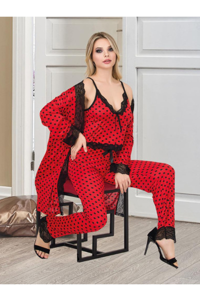 Lumenia Γυναικείο ΣΕΤ ΠΙΤΖΑΜΑ ΜΕ ΠΥΤΣΑΡΙΑ, ΣΕΤ ΠΙΤΖΑΜΑ 3 ΤΕΜΑΧΙΩΝ ΜΕ ΔΑΝΤΕΛΑ,...