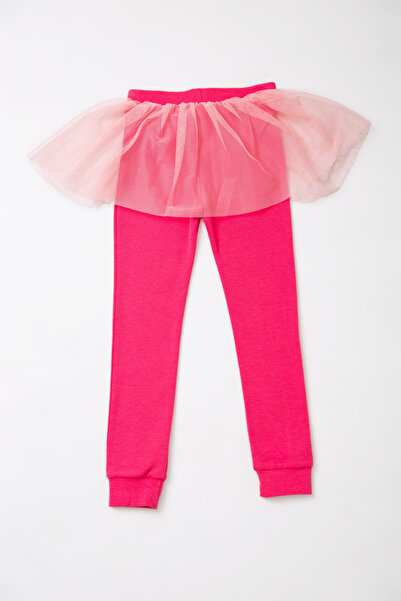 Tinymuyt Kız Çocuk Lastikli Paça Beli Tüllü Pamuklu Tayt